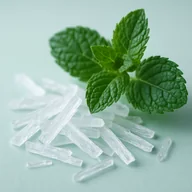 Cristais de mentol e folhas de hortelã, ativo refrescante do VenaSeel+